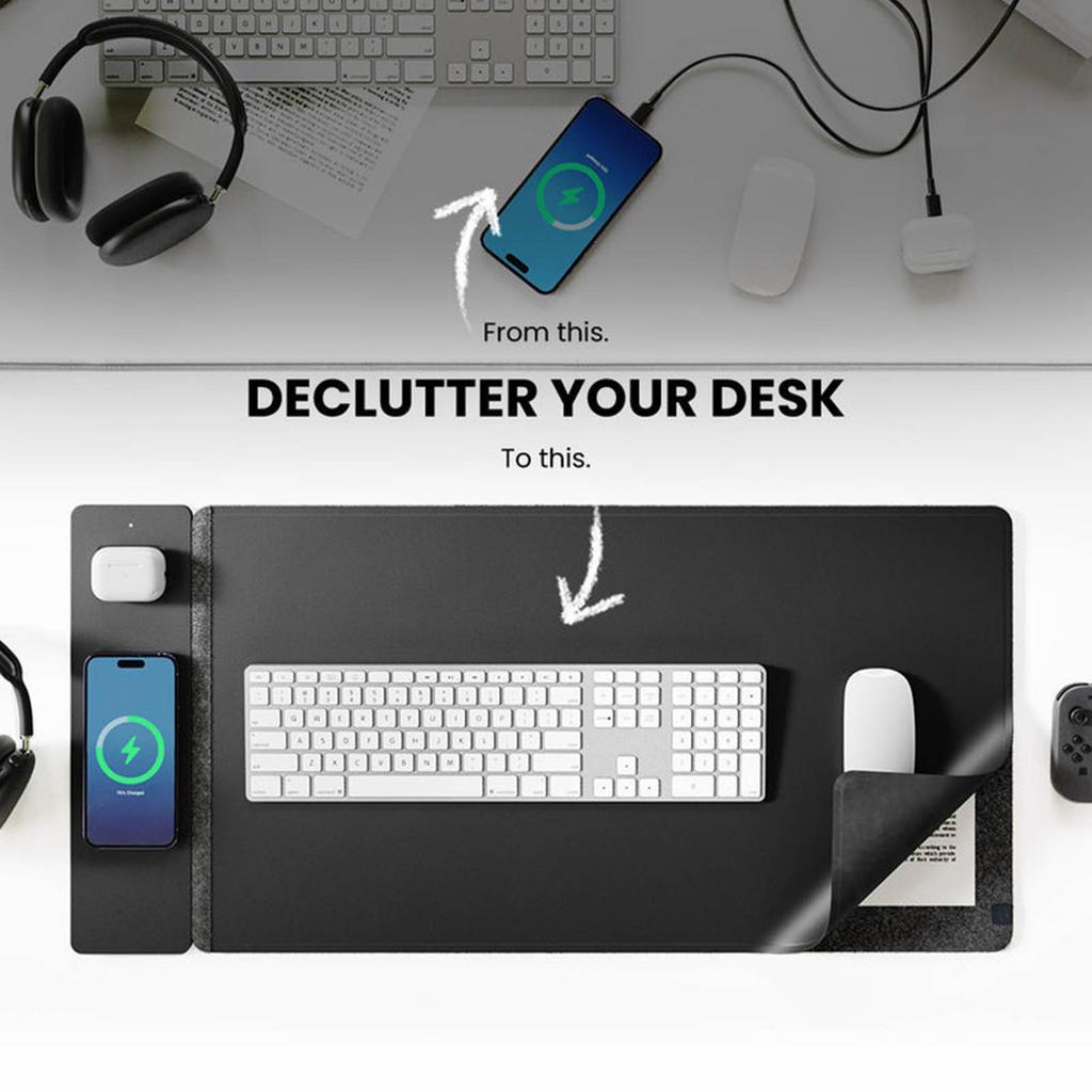 Magnetic Gaming Mouse Pad with 15W Wireless Charging Mouse Mat Large Mousepad Nonslip Base for PC Laptop Computer