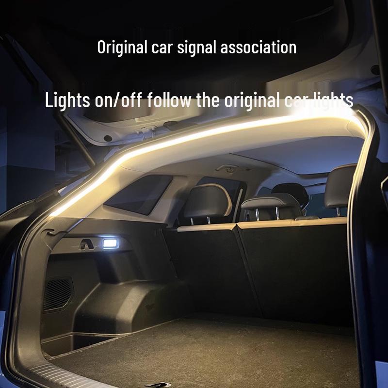 Car Trunk Ambient LED Light Strip: No Wiring, Automatic Induction Tail Box Decoration.