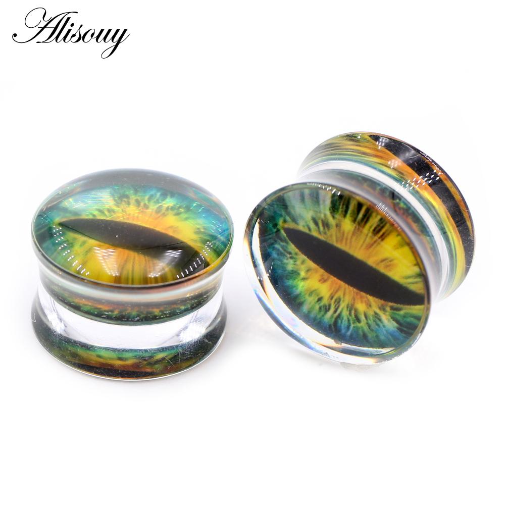 Acrylic Round Alisouy Transparent 2pcs Eyeball Ear Gauges Tunnels Plugs Flesh Stretcher Expander Earrings Piercing Body Jewelry