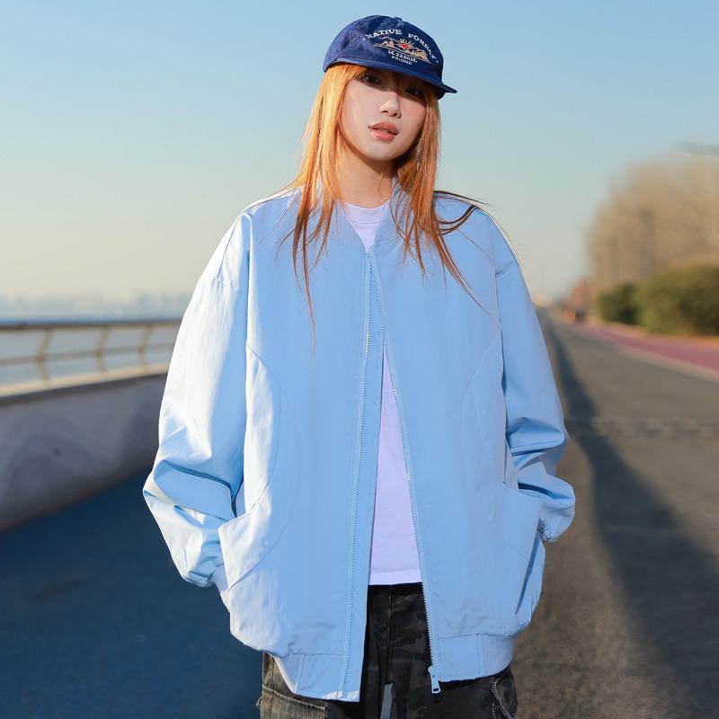 Men's Trendy Solid Color Loose Baseball Jacket for Spring & Autumn - Versatile Couple Outerwear
