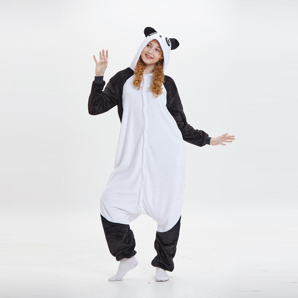 Women Flannel Cartoon Animal One-Piece Pajamas  Keep Warm Pajamas