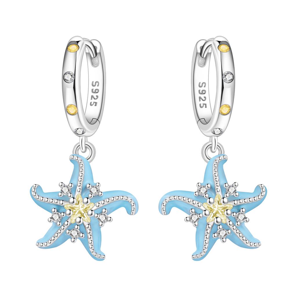 Original 925 Silver Zircon Pink Paw Print Earrings Heart Flower Leaf Design Women Party Jewelry Gift Ear Loops