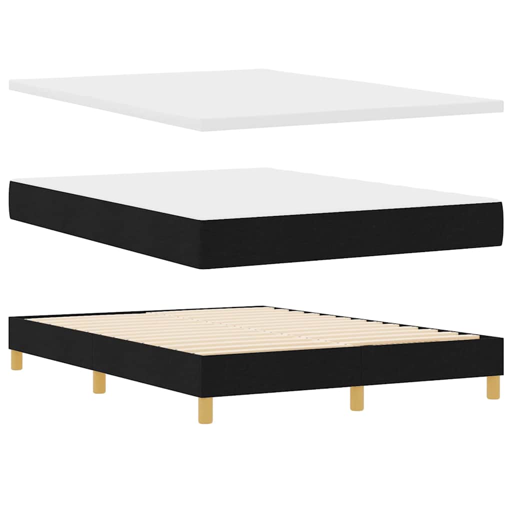 Box Spring Bed with Headboard Black 140 x 190 cm Fabric
