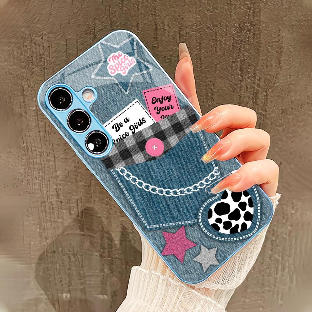 

Pocket fabric pattern PhoneCase for Samsung Galaxy S26 S25 S24 S23 S22 FE Ultra Plus Built-in glass feel bare machine Men women GalaxyS25