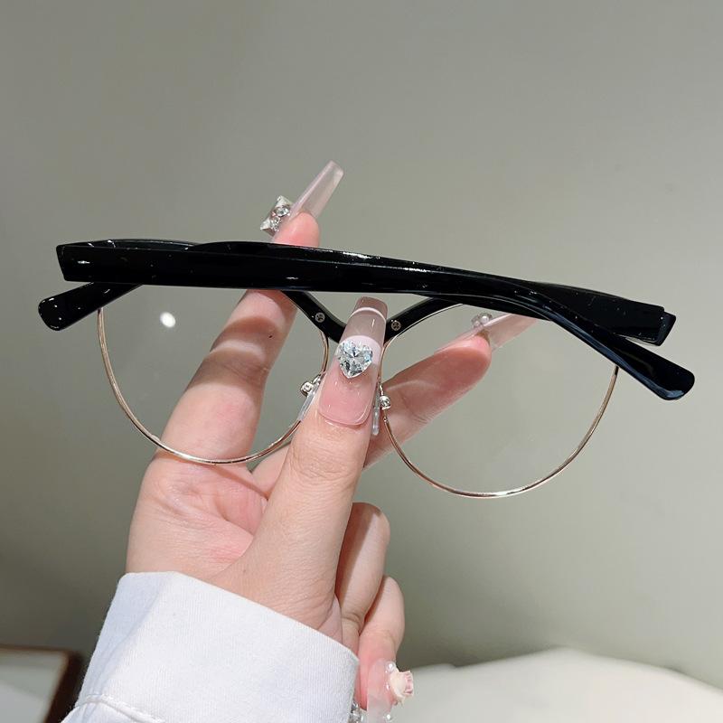 Vintage Eyebrow Cat Eye Anti Blue Light Optical Glasses Big Frame Women Luxury Myopia Customize Prescription Eye Glasses Frames