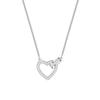Shi Family Heart-to-Heart Crystal Pendant Necklace for Women - Versatile Love Heart Clavicle Design