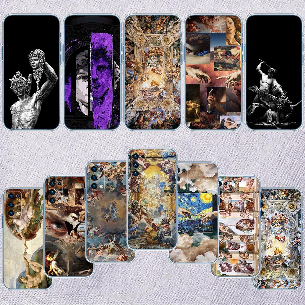 Fresco Adam Sculpture Transparent Phone Case for Motorola Moto G7 G8 G9 G84 G85 G73 G24 G15 Z2 Play Power Plus