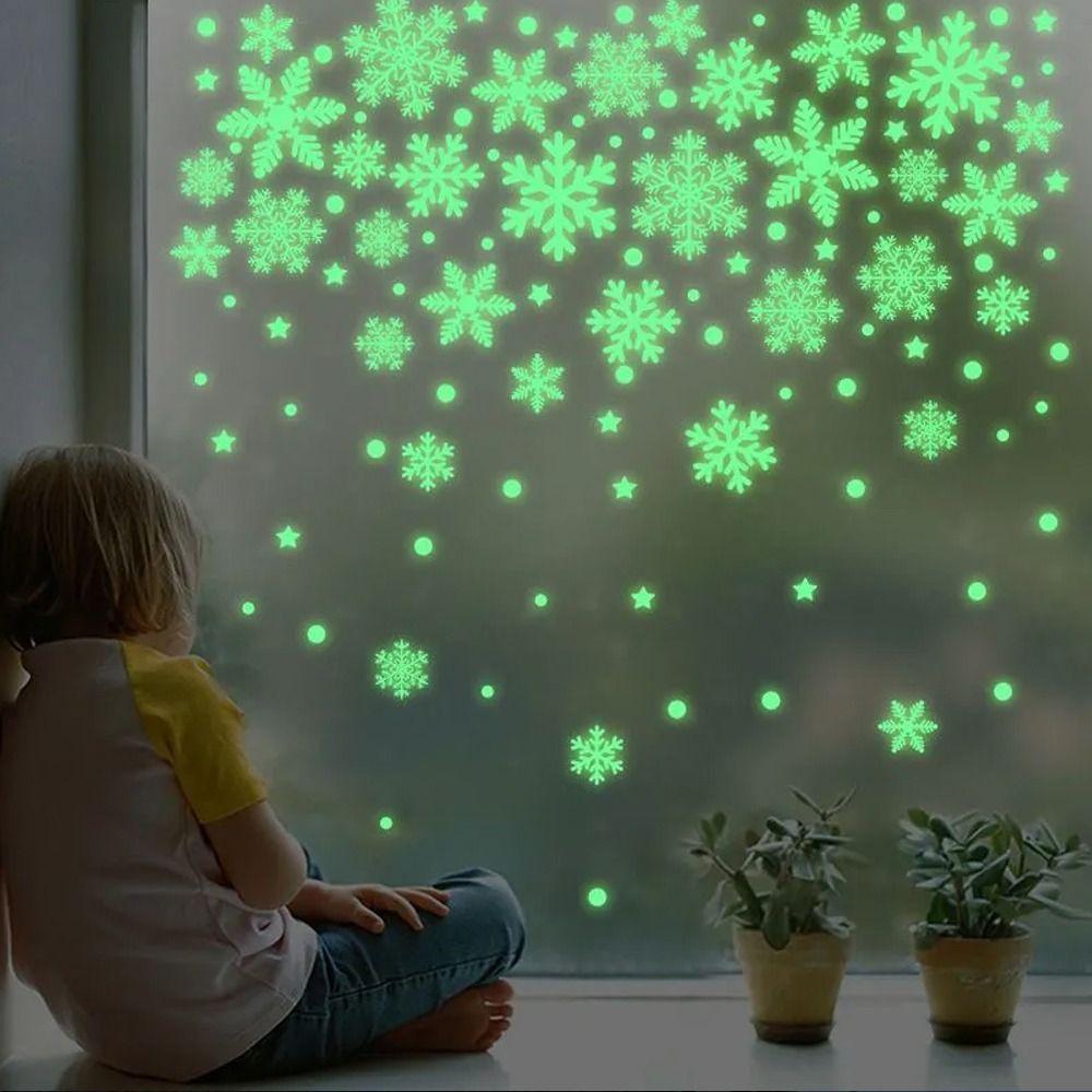 3D Snowflake Static Stickers Fluorescent Window Sticker New Snowflake Decoration Christmas