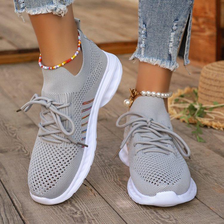 

Large size casual single shoes, new comfortable hollow cross-strap fly-woven shoes for women 44 серый