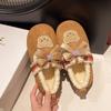 Fashion Women's Plush Cotton Shoes Winter Casual Warm Home Shoes Fashionable Soft Comfortable Non-slip Outdoor Flat Shoes Cartoon Bow