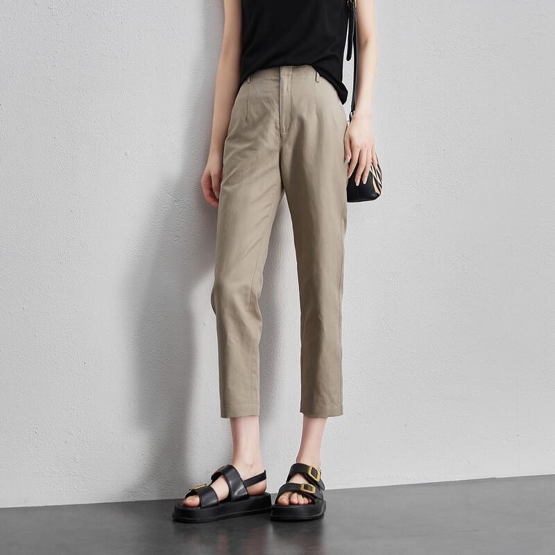 Women's High-Waisted Tapered Cropped Casual Pants