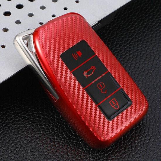 Carbon Texture Red TPU Key Fob Case Cover For Lexus IS GS RX ES NX LS RC LX E200