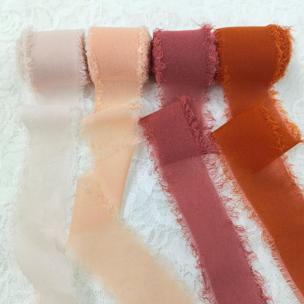 

4Pcs/Bag Frayed Edged Handmade Ribbon Silk Material DIY Ribbon Bouquet Ribbon Bouquets Making Style 3