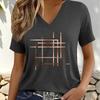 2026 New Summer Women's Fashion T-Shirt Short Sleeve 3D Cat Print Top Tees V-Neck Casual
