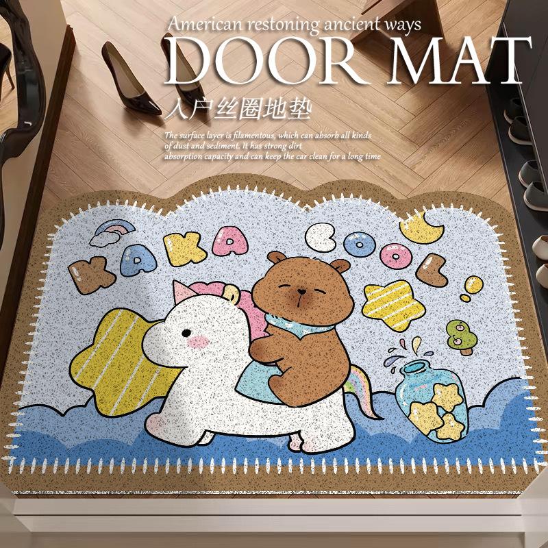 Cartoon Sausage Dog Entrance Door Floor Mat, The Entrance Can Be Cut, Dirt-Resistant Foot Mat, Household Door Anti-Skid Silk Ring Floor Mat