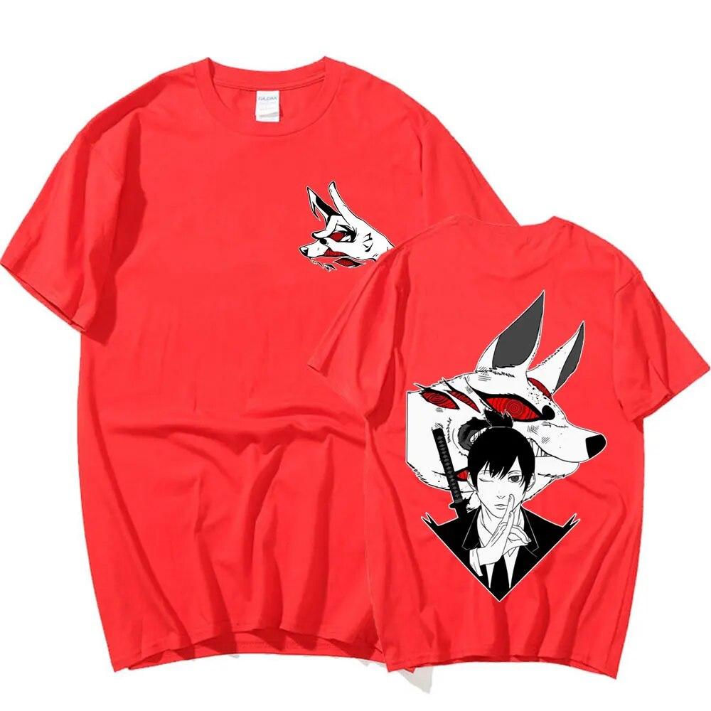 Anime Chainsaw Unisex T-shirt Unisexga Hayakawa Aki Fox Devil Kon Tryck T-shirts Unisex Kvinnor Casual Bomull Kortärmad T-shirt Oversized