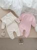 Girls' 100% Cotton Long-Sleeve Bodysuit - Korean Style Knit for Spring/Autumn