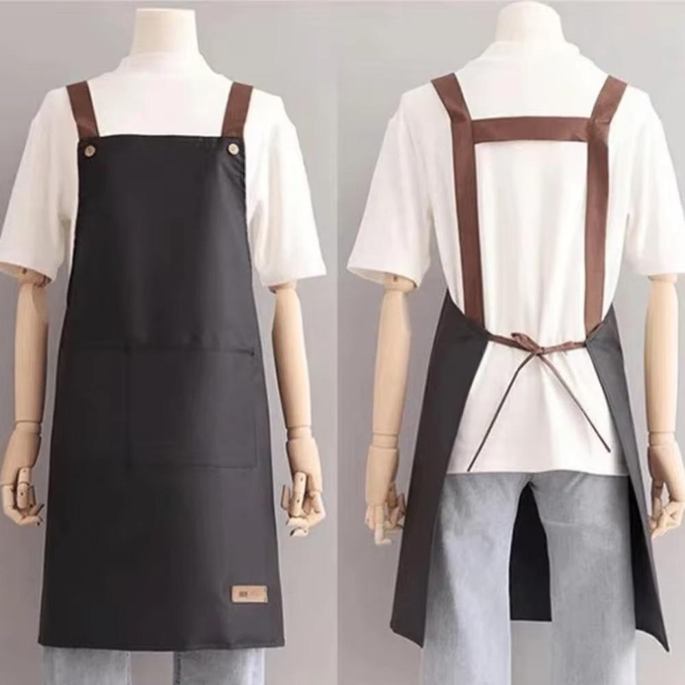 Oil-proof Kitchen Aprons Large Pocket Cooking Aprons New Working Clothes