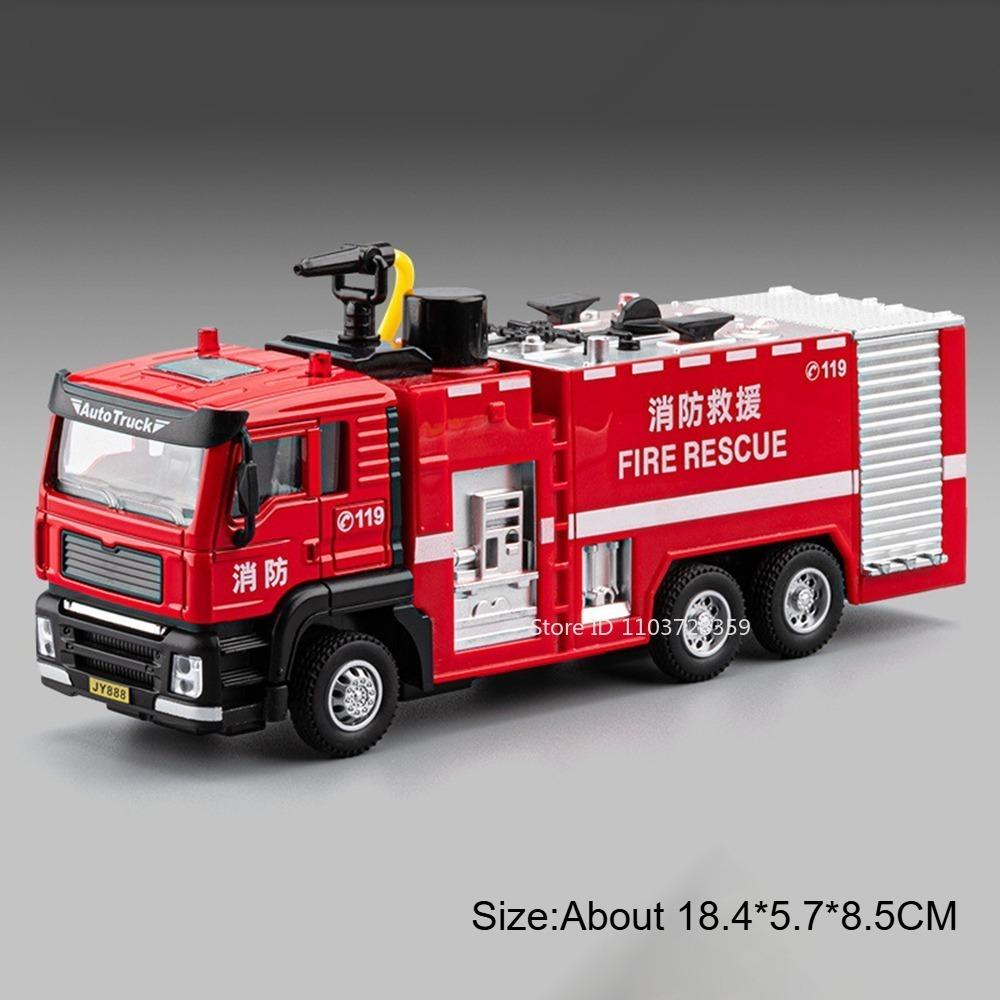 1:50 Hoogwerker Watertank Brandweerwagen Speelgoedmodellen Metaal Diecast Terugtrekbaar Geluid Licht Educatief Technisch Voertuig Speelgoed