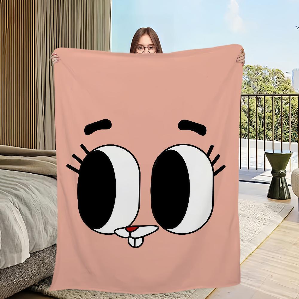 

Anime Cartoon Funny Flannel Warm Soft Plush Blanket For Sofa Living Room Bedroom Travel Gift The A-Amazing World Of G-Gumball 75x90cm
