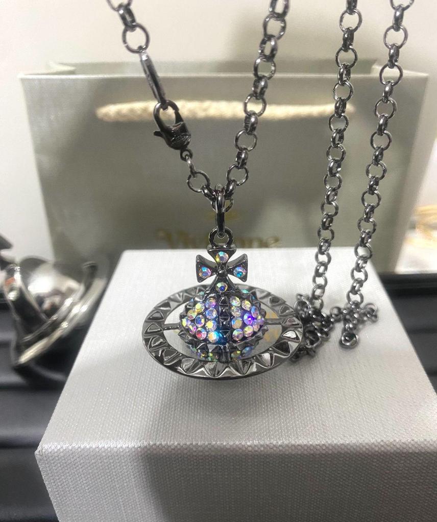 Mayfair Diamond Paved Saturn Punk Necklace for Men & Women