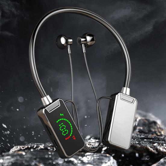 Wireless Earphone Bluetooth-compatible Hanging Neck Headset LED Display Waterproof Wireless Neckband Headphone