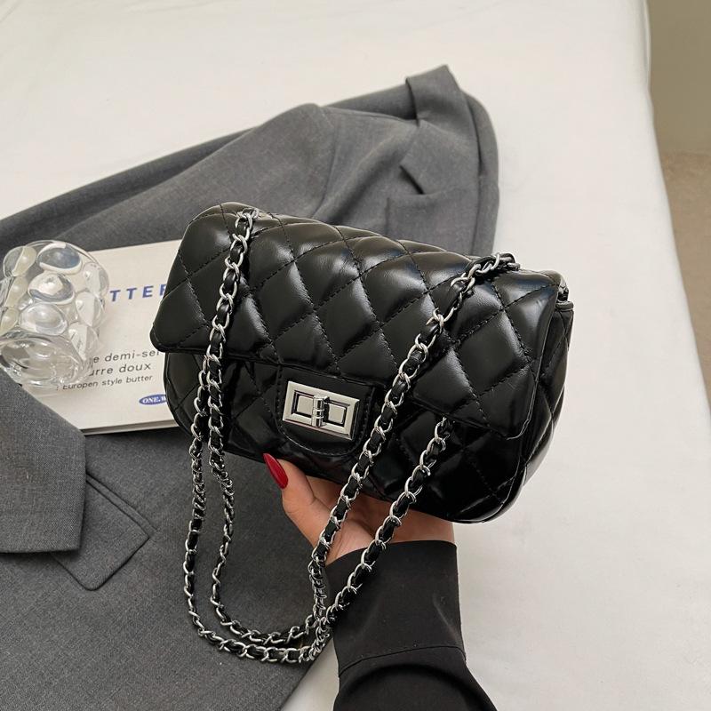 

Модная бриллиантовая цепочка маленькая квадратная сумка новая высококлассная простая сумка через плечо трендовая универсальная сумка-мессенджер чёрный