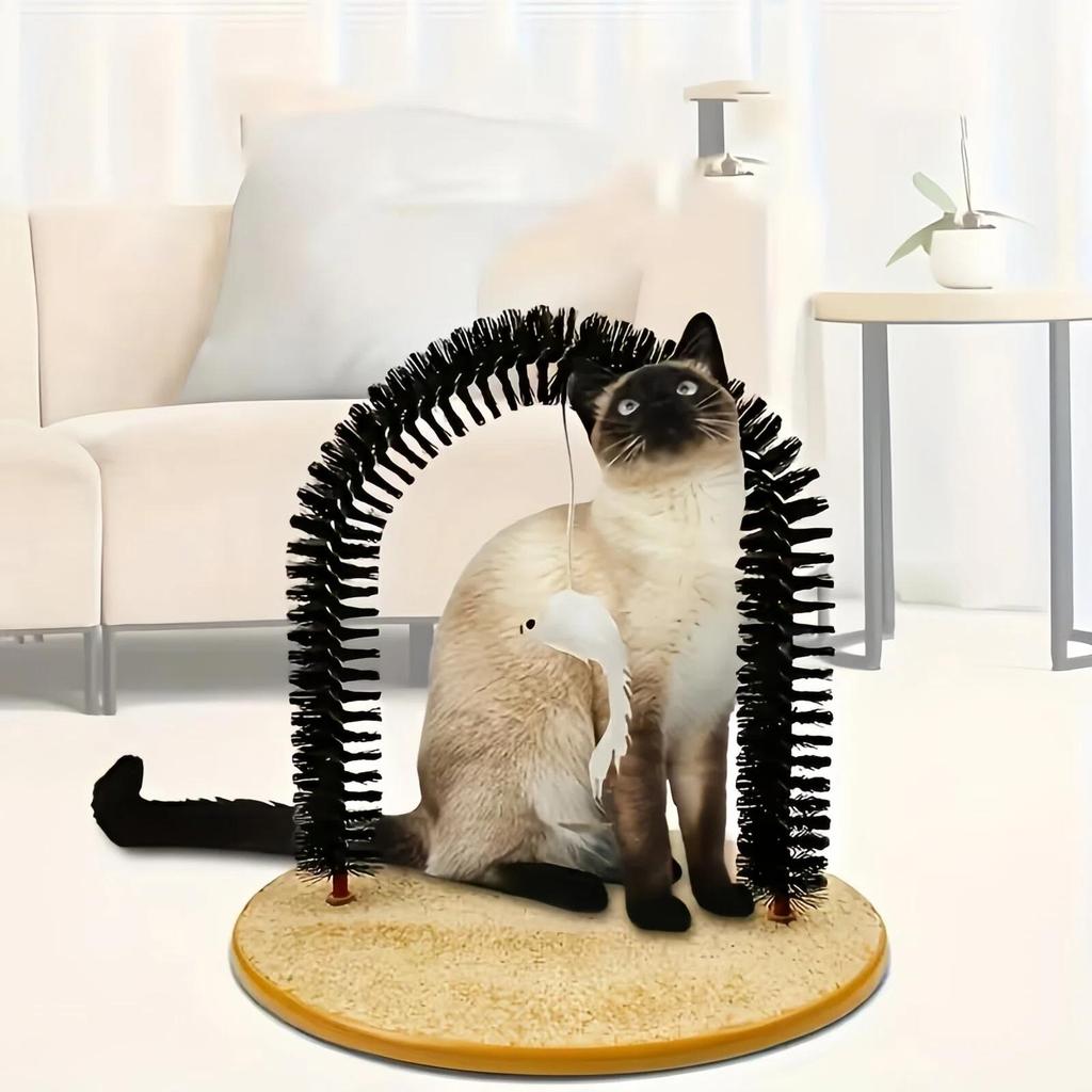 Cat Arch Self Groomer with Scratch Pad and Toy