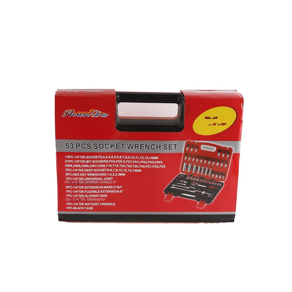 53-teiliges 1/4" Ratschenschlüssel-Steckschlüssel-Set für Autoreparaturen