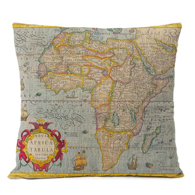 Federa Cuscino Mappa Antica Retro Decorazione Casa Ufficio Divano