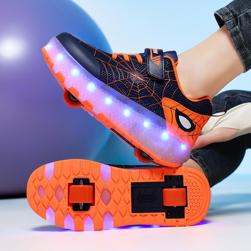Spider Web Runaway Shoes Boys and Girls Students Light LED Light Charging Light Shoes Roller Skates