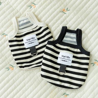 Laisse simple rayée pour chien d'été Chat Été Animal de compagnie Deux pattes Teddy Mince Respirant Vêtements pour chien