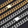 Trendige Cuban Link Kette & Armband aus Edelstahl mit glattem Verschluss