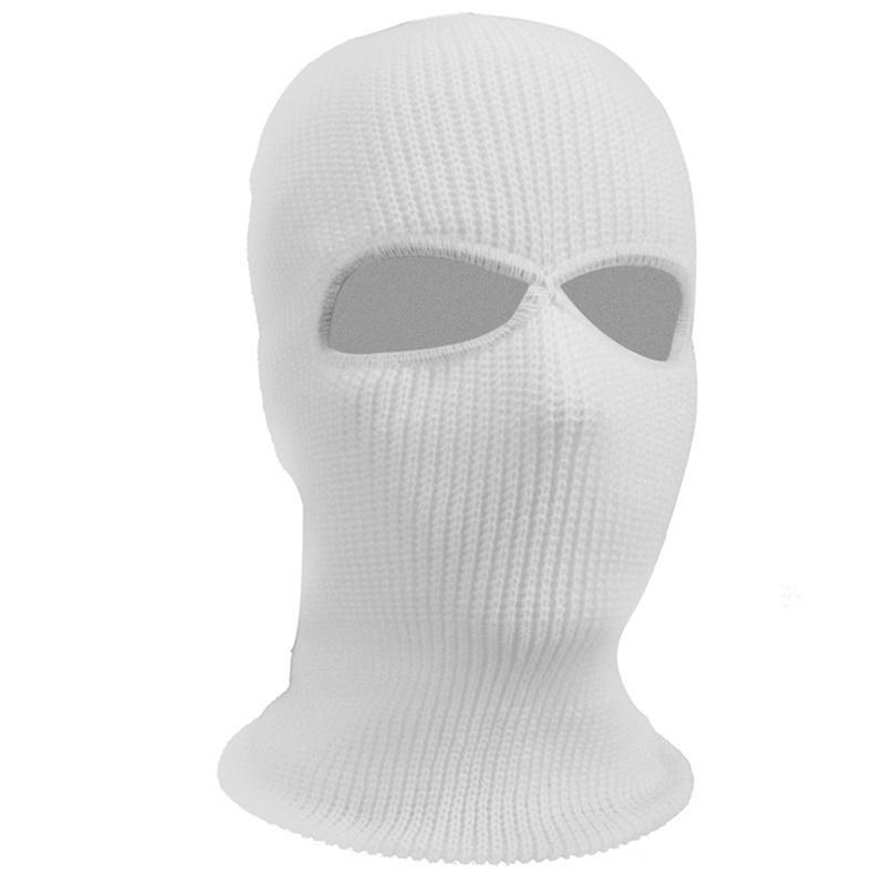 Winter Strickmütze Warm Weich 2 Löcher Vollgesicht Skimütze Sturmhaube Kapuze Armee Taktisch