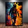 Vintage Brave Firefighter Fire Smoke Firefighter Fire Truck Art Posters Canvas Painting Wall Prints Picture for Room Home Decor