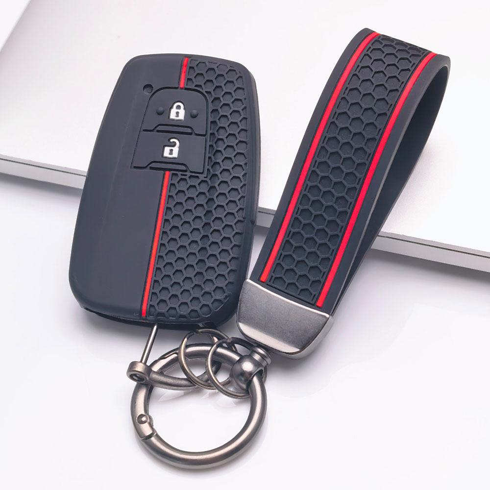 Silicone Car Key Fob Cover with Matching Keychain Compatible with Toyota Corolla Camry RAV4 Highlander Avalon, Fits Toyota Corolla Camry RAV4 Prius