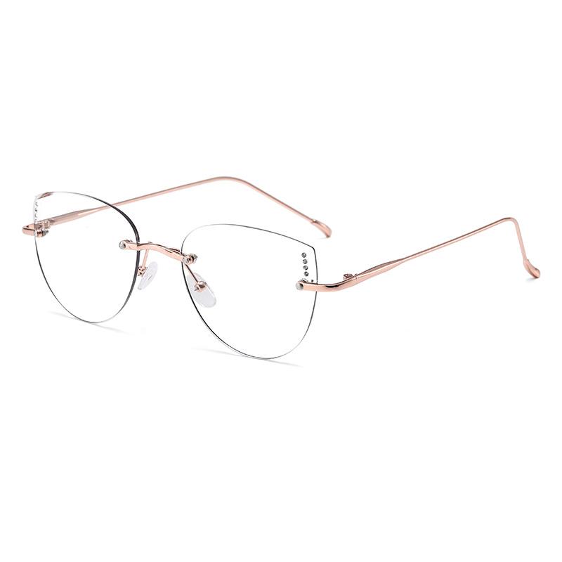Photosensitive Color-Changing Trendy Frame-Free Glasses For Myopia With Pure Lust Gold Rims Without Borders 9923