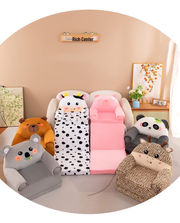 Kids' Plush Folding Stool: Panda, Capybara & Cow Design, Perfect for Playroom or Gift