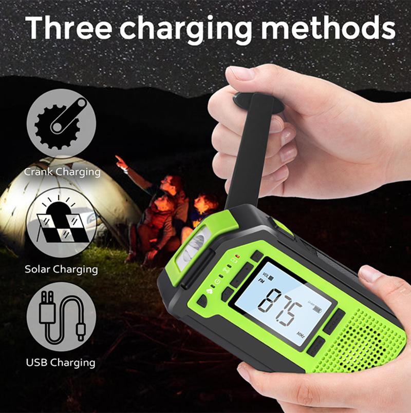 Outdoor Emergency Multifunction Radio Solar Radio Crank Generator Powered AM/FM/NOAA with LCD Screen LED Torch Power Bank SOS
