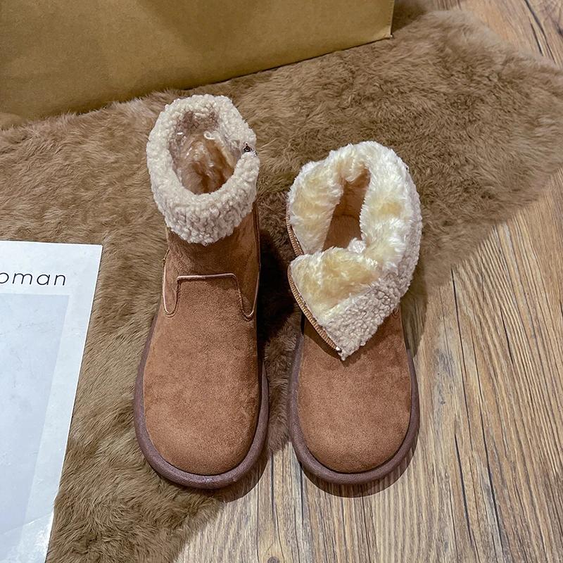 Botine Chelsea Europene și Americane 2024 Noi de Iarnă Scurte din Piele Suede Moale cu Talpă Plată Călduroase Pantofi Sport pentru Femei Zapatos Mujer