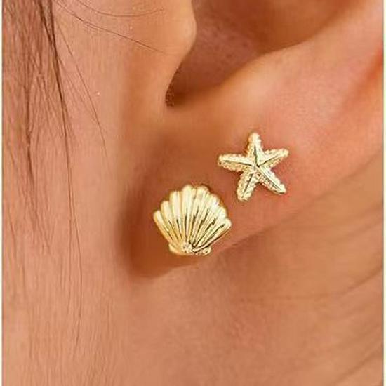 Ocean Element Shell  Starfish Sea Turtle Earrings - 1 Pair