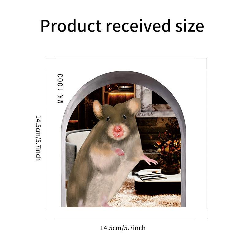 Cute 3D-style Cartoon Mouse Hole Wall Sticker Kitchen Living Room Kid Bedroom Wall Corner Decal Creative Fun Interior Decoration