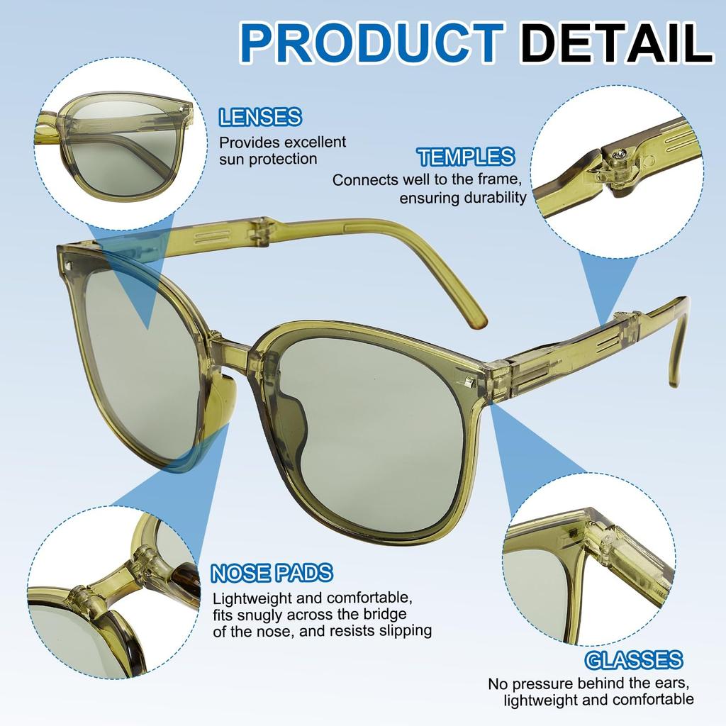 Unisex PC Foldable Trendy Original Box Suitable for and Sun Olive Green [uxcell] Sunglasses, Material, Model, Design, Included, Driving, Shopping,