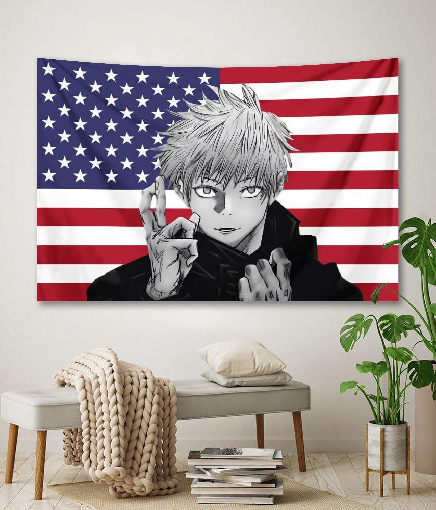 

Jujutsu Kaisen Gojo Satoru Tapestry Anime Wall Art Aesthetic Room Decor Y2K Wall Hanging Cloth For Bedroom Dorm Home Decoration 74x94cm(29x37in)