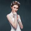 1 pair Women' Wedding Lace Gloves Bridal Fingerless Tulle Gloves Crystal Sequins Wrist Cuffs White Hook Finger Gloves