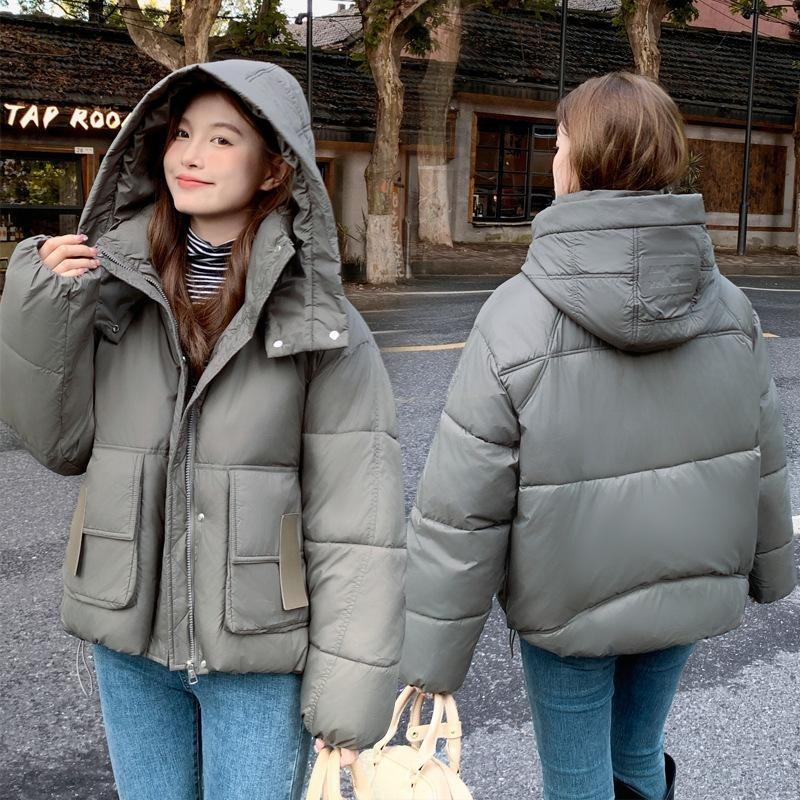 2025 New Down Cotton Jacket Women's Fashion Hooded Short Cotton Jacket Loose Winter Korean Cotton Jacket Thickened Bread Jacket
