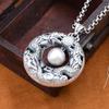 Vintage Double Dragon Pearl Pendant Necklace Women Men Long Chain With Copper Charm Retro Ethnic Style Jewelry