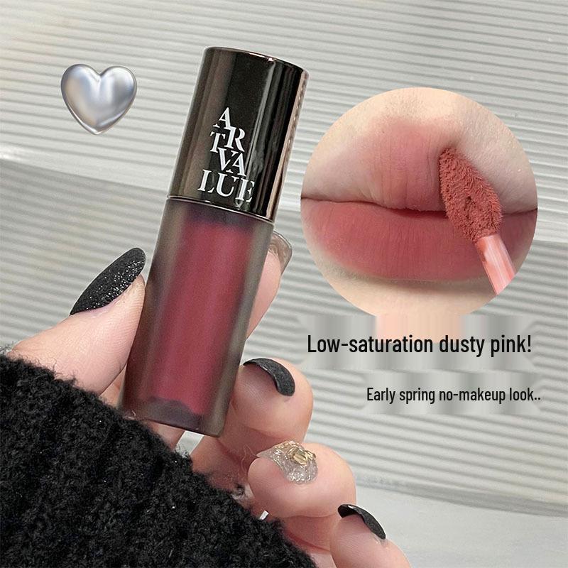 Yujie Matte Velvet Lip Mud: Soft Mist Gray Pink, Long-Lasting, Non-Transfer, Nude Makeup