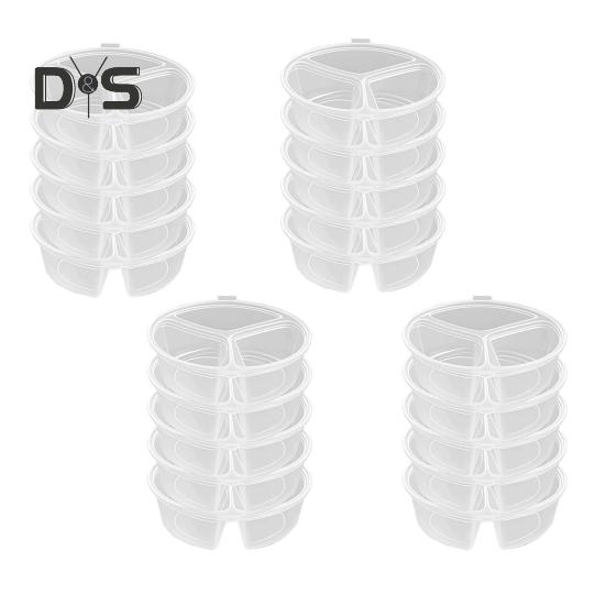 10/20Pcs 3 Compartment Condiment Containers with Lids Reusable Small Sauce Dipping Containers Mini Snack Containers for Kids Adults