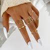 6pcs Golden Silver Cross Rings Set For Women Simple Wide Chain Finger Tail Rings Open Adjustable Joint Jewelry Gifts